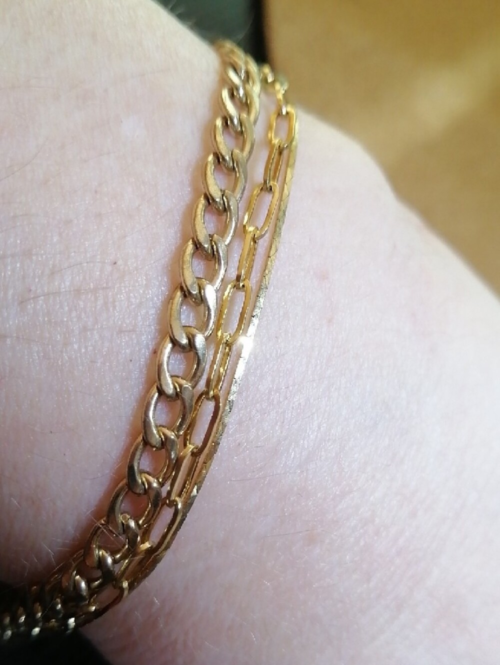 3 Gold Plated Chain Vintage Bracelets Bundle 7+